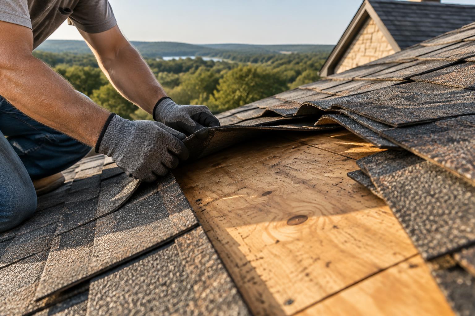 Representative close inspection of lifted and damaged shingles